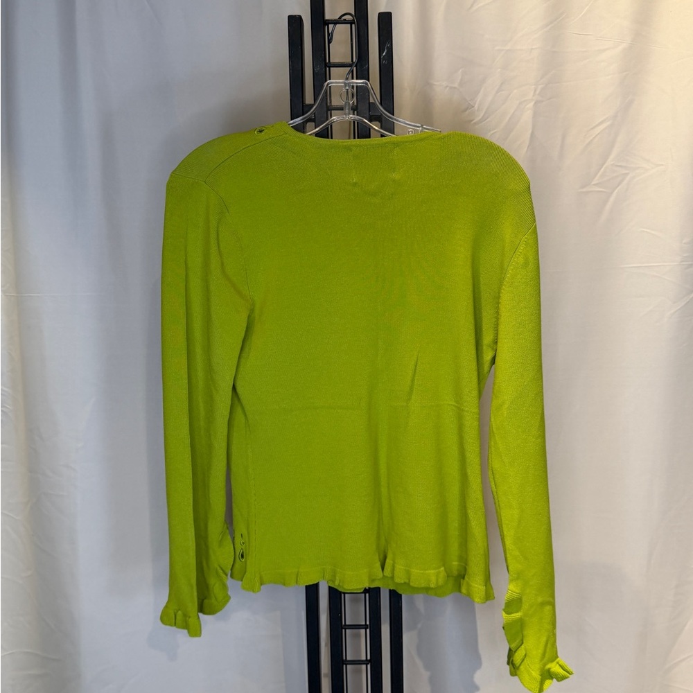 Classic Bright Green Button-Up Cardigan - Picture 4 of 8